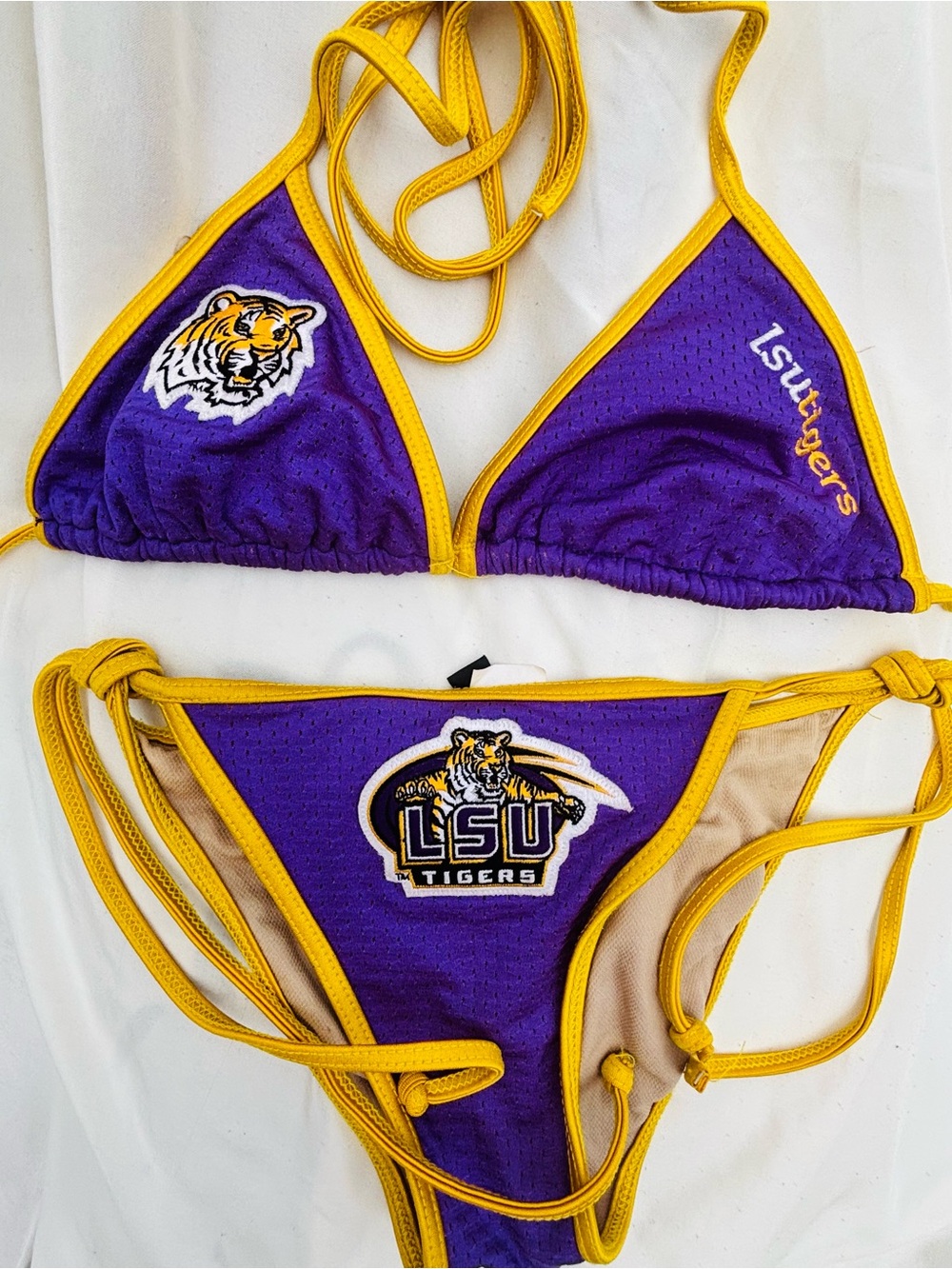 LSU “GEAUX TIGERS” Bikini Embroidered Team Stitching Front &Back Pep Rally Ready